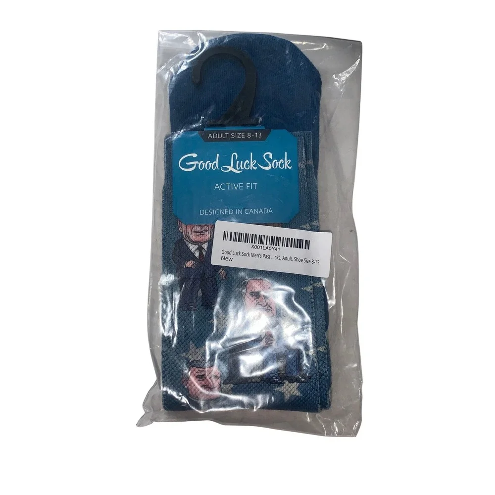 NEW Good Luck Sock Mens Past Presidents of United States Blue‎ Crew Size 8-13